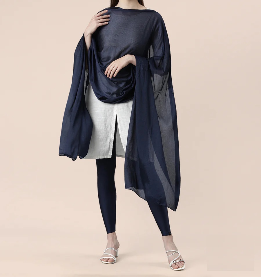 Twin Birds Shimmer Shawl - Navy Gloss