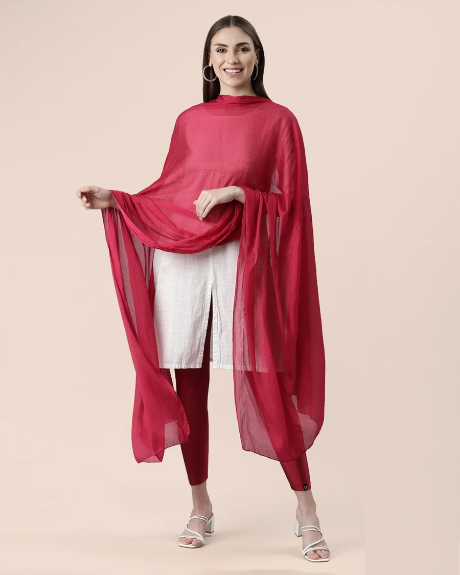 Twin Birds Shimmer Shawl - Red Velvet