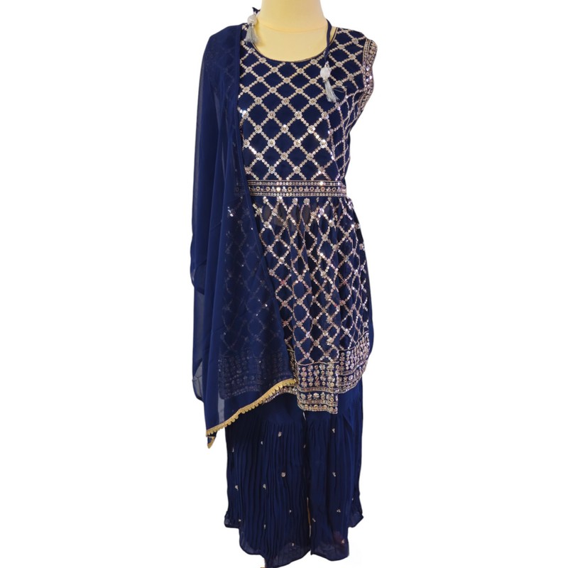 Heavy Sequence Work Salwar Suit - Navy