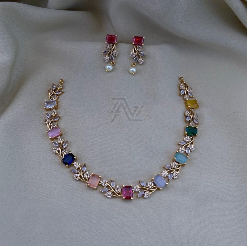 Multi Colour AD Necklace